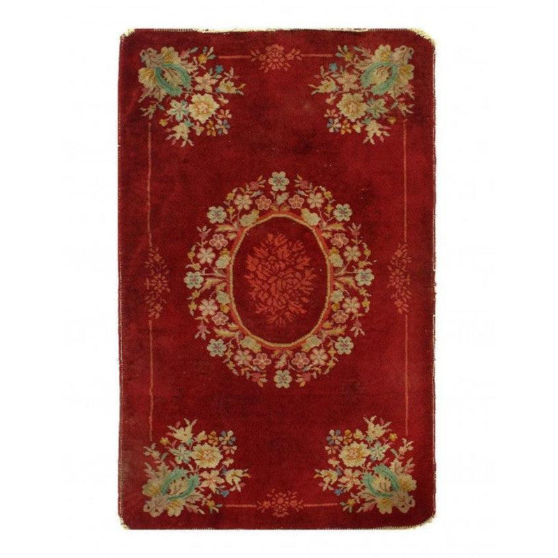 Nanfito Wool Oriental Area Rug in Red