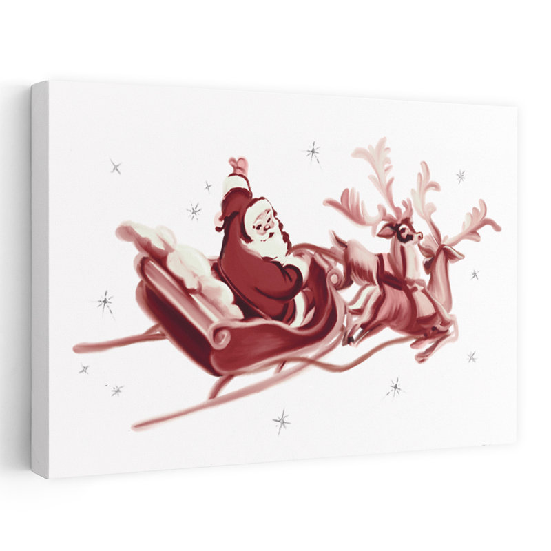 Art rétro abstrait rétro fantaisiste, père Noël, H 48 po x l 32 po