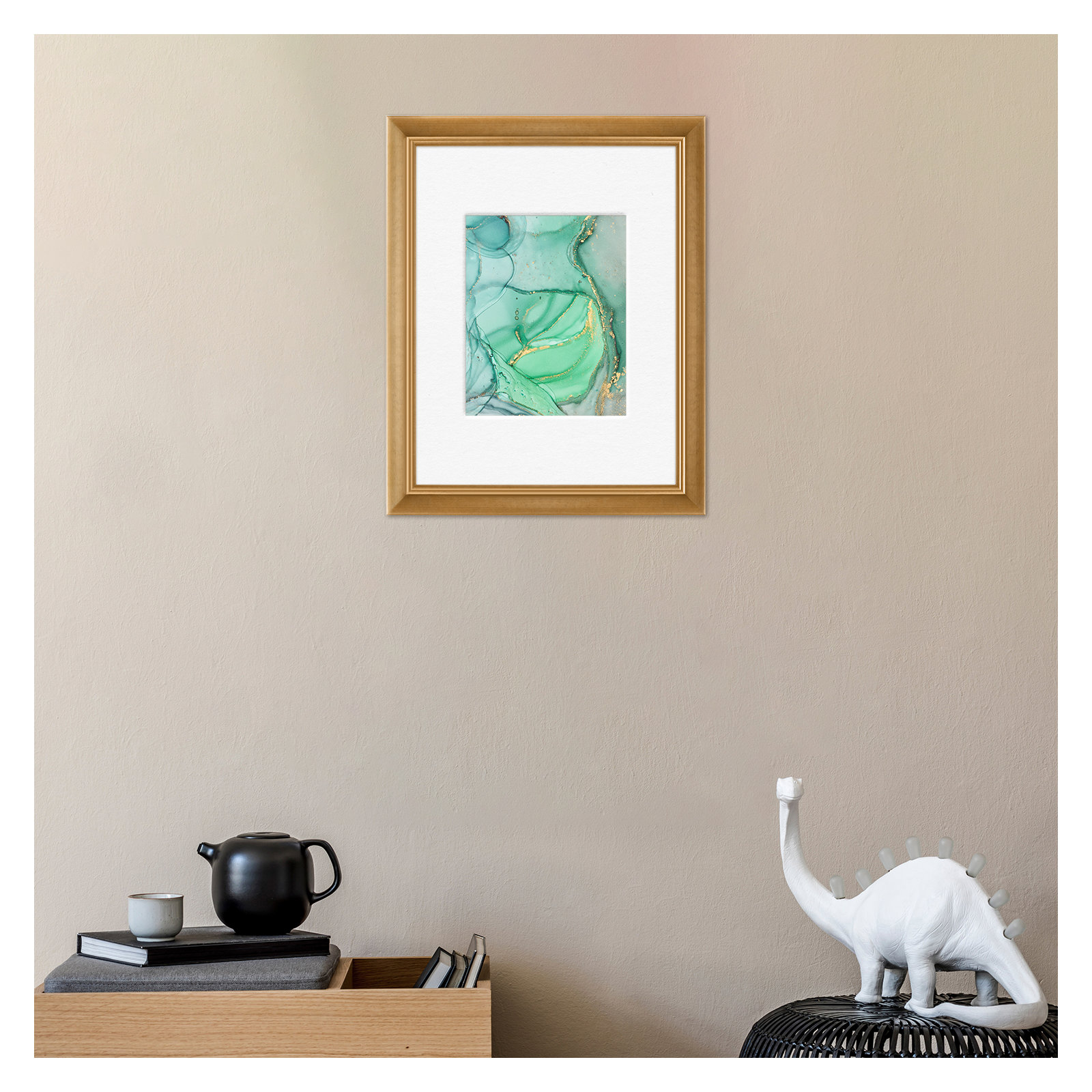 Wood Picture Frame with Mat, 8" x 10", Gold