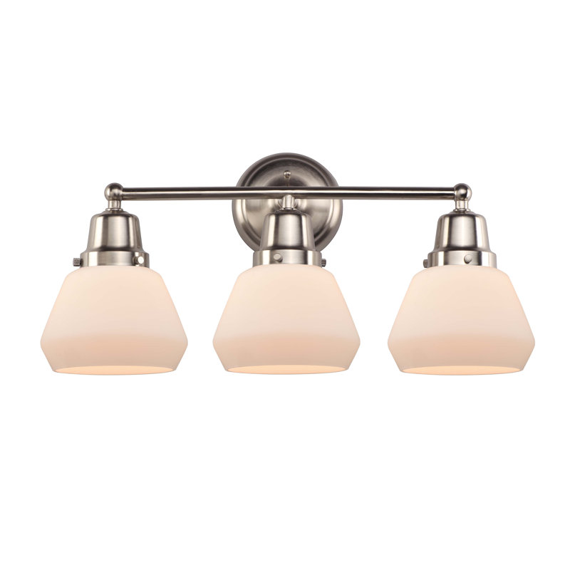 Cahn 3 - Light Dimmable Vanity Light, Brushed Satin Nickel, Incandescent, Clear