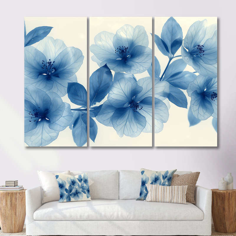 Gravois - ensemble de reproductions d'art sur fleurs de cerisier, Toile tendue, H 40 po x l 60 po x P 1 po