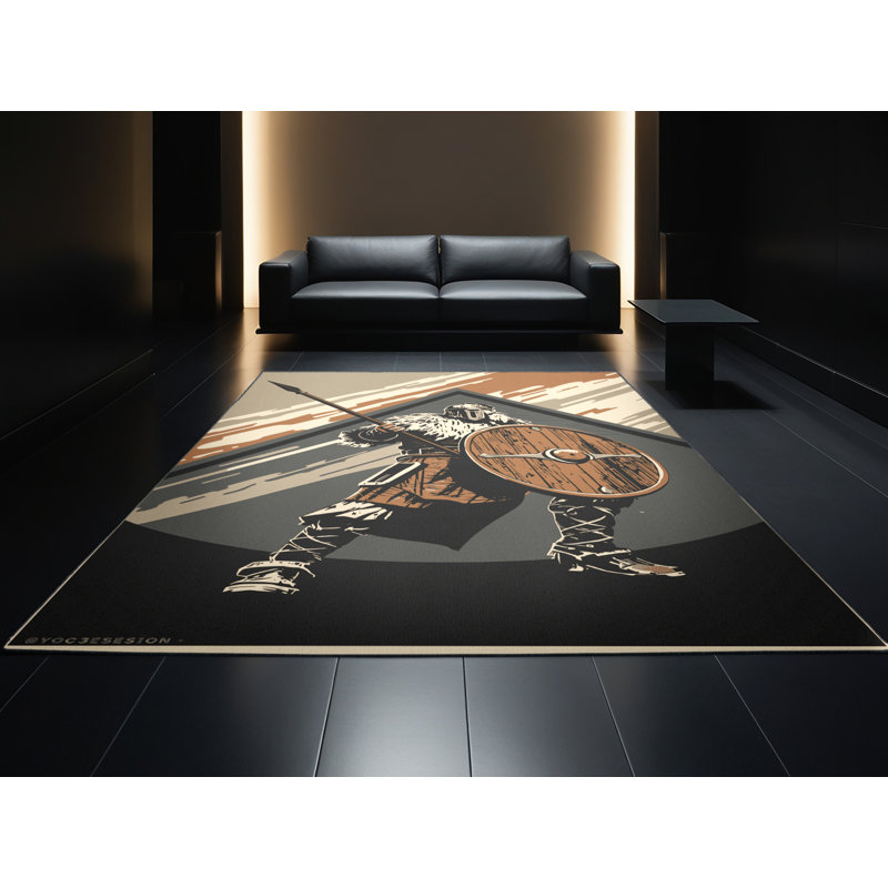 Soft Plush Dupree Longhouse Defender Rustic Wood & Shiplap Area Rug in Black – Black Binding, 2x5