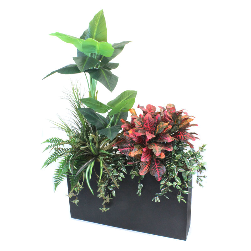 Faux Foliage Plant in Wood Planter