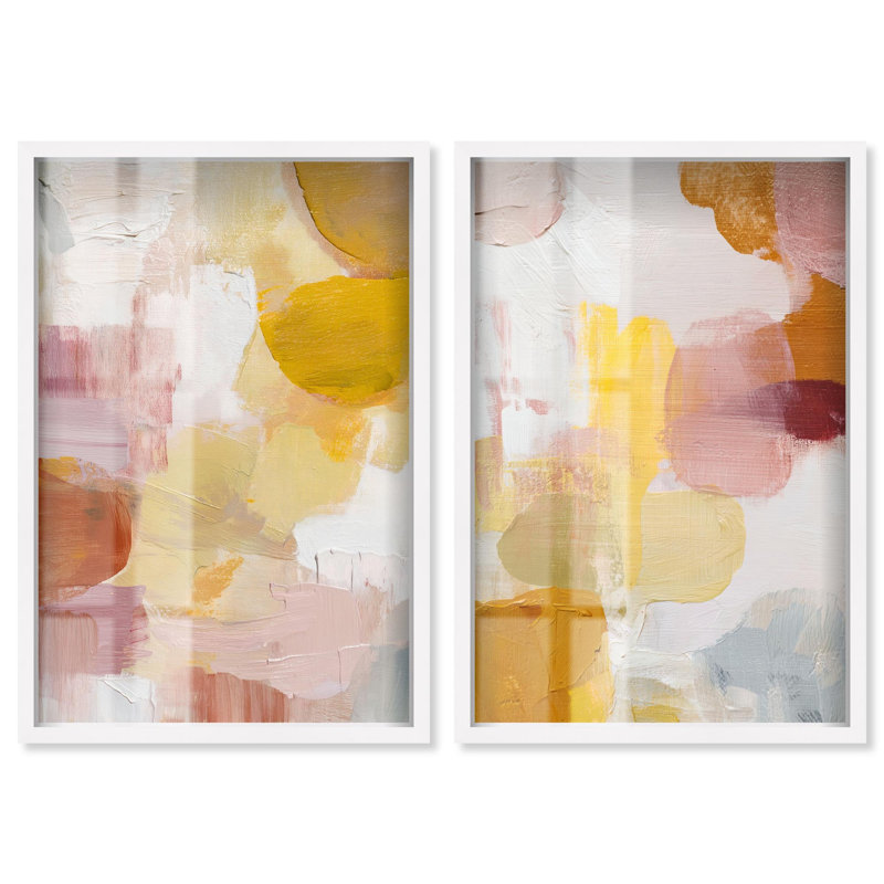 Ensemble d'art abstrait moderne avec impression sous cadre-vitrine, par Art Remedy, cadre noir, 10 x 15, 55" H x 37" W
