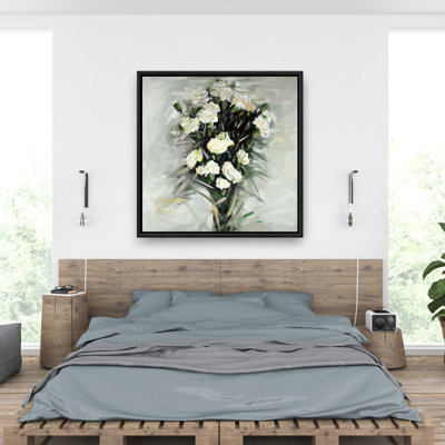 Lisianthus, bouquet de fleurs blanches sur toile de cuisine