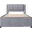 Lit double tapissier avec lit gigogne gris Structure robuste en bois massif. Pas de sommier tapissier. Lin plateforme confort réglable Tête de lit Cozy