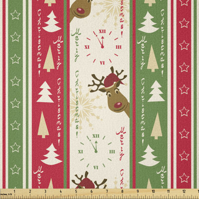 Corinda Merry Christmas Deer Pines Stars Multi-Purpose Fabric