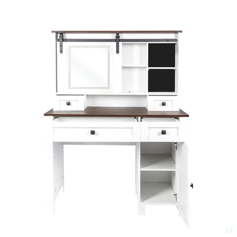 Coiffeuse de maquillage de ferme avec miroir et lumières