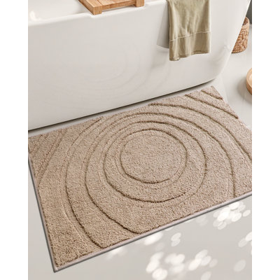 LUMI Chenille Bathroom Rugs, 16"x24" Extra Soft Non Slip Absorbent Bath Rugs, Washable Bath Mats for Bathroom Floor Tub and Shower, Beige