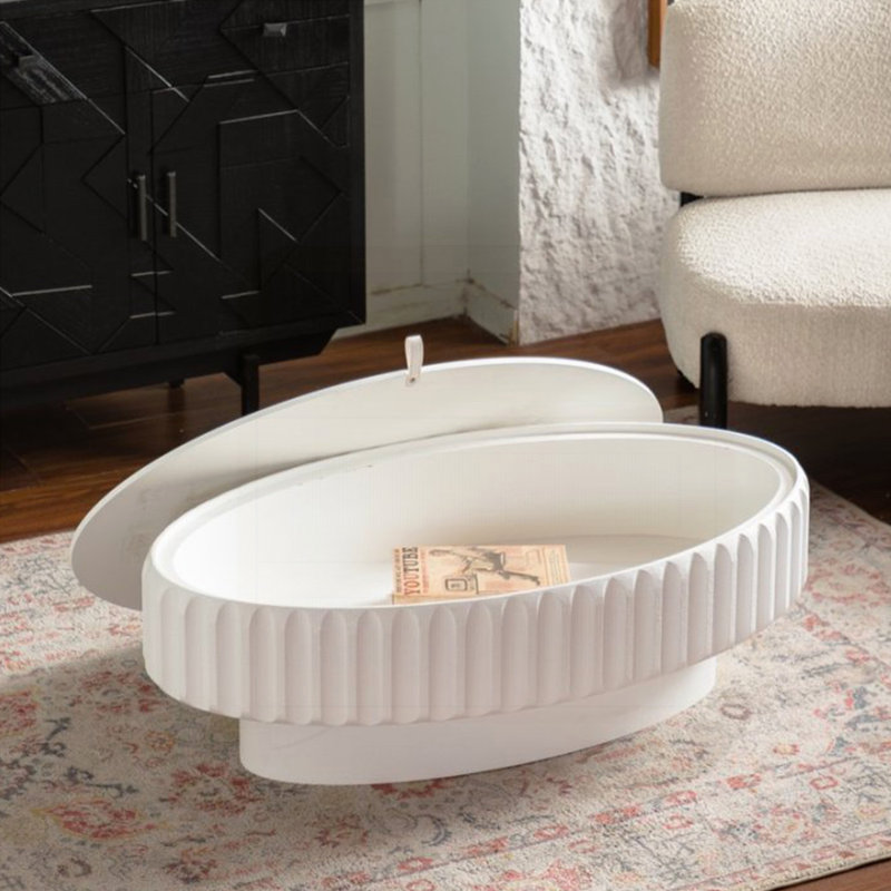 Table de rangement cannelée avec couvercle amovible