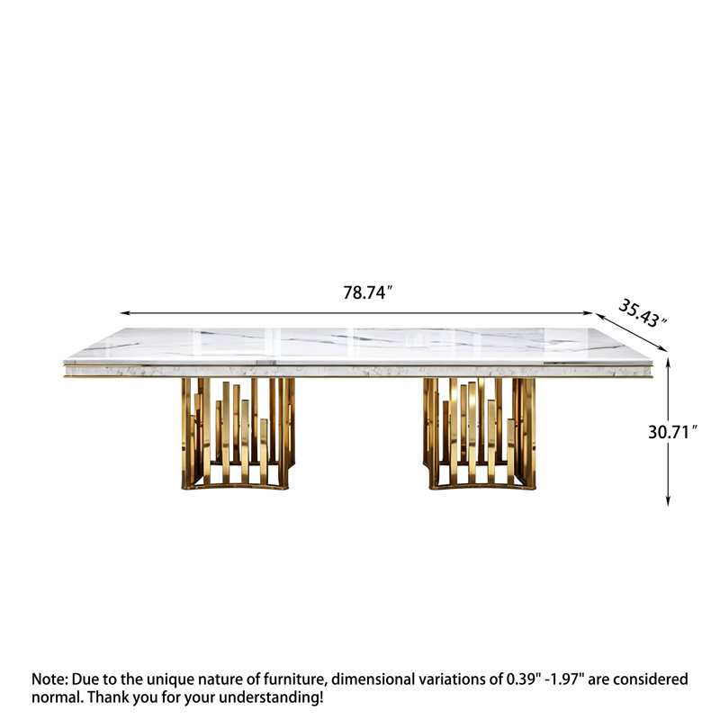 Table de salle à manger 78,74 po, H 30,71 po x l 78,74 po x P 35,43 po
