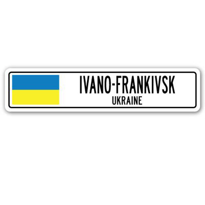 Panneau de signalisation en aluminium Ivano-Frankivsk, drapeau de l'Ukraine