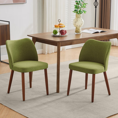 Chaise de salle à manger rembourrée avec pieds en bois, dossier à oreilles, chaise de cuisine en bois avec coussins épais