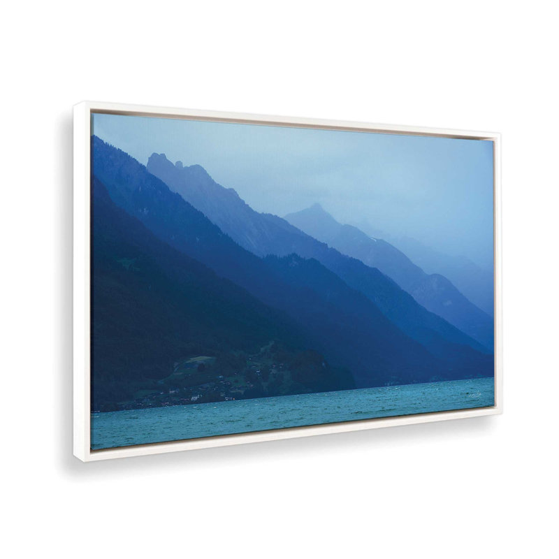 Reproduction d'art, "Blue alpes" par Martin Podt, Toile avec cadre, L 12 po x H 8 po, Blanc