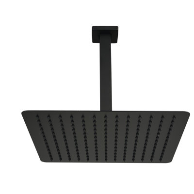 1-Spray Patterns With 2.5 GPM 11.8 In. Ceiling Mount Fixed Shower Head With Shower Arm