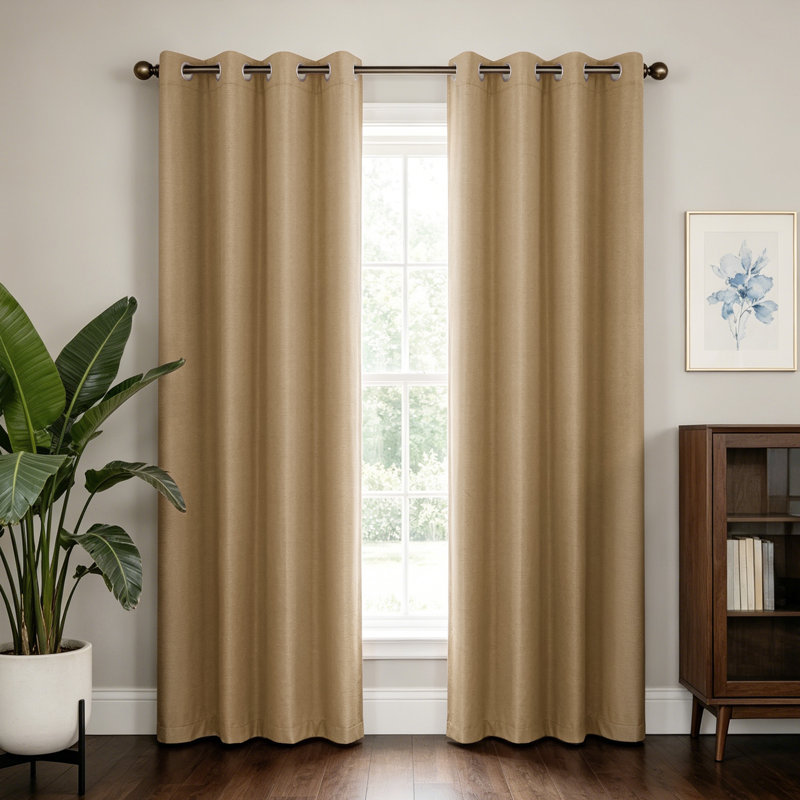 Paire de rideaux occultant 100% coton brossé avec œillets (2 panneaux), L 52 po x L 84 po, Taupe