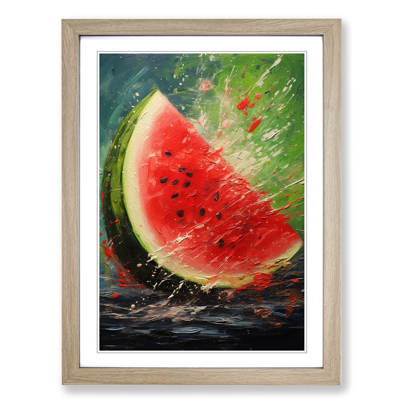 Watermelon Impressionism - Framed Print, Oak , 64cm H x 46cm W x 2cm D