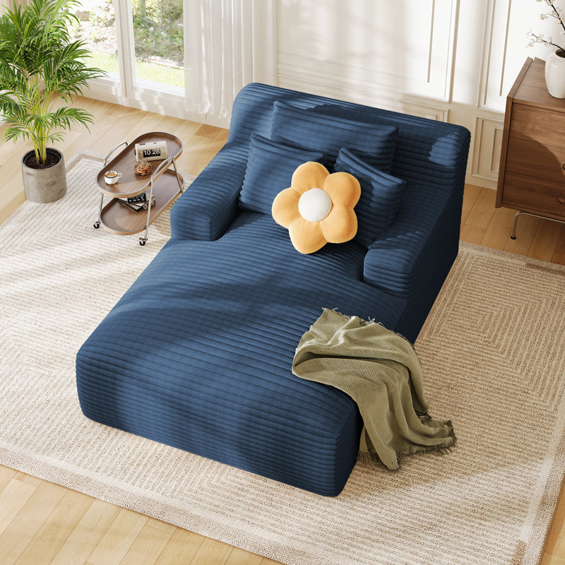 Latitude RunMD Assemblage non requis 64 po P Corduroy Chaise longue d'intérieur rembourrée Glauser, Bleu