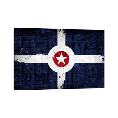 Indianapolis, Indiana (Roadway Blueprint) - Wrapped Canvas Painting