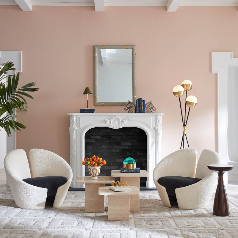 Marais Boucle Lounge Chair, Ivory/Ebony Boucle
