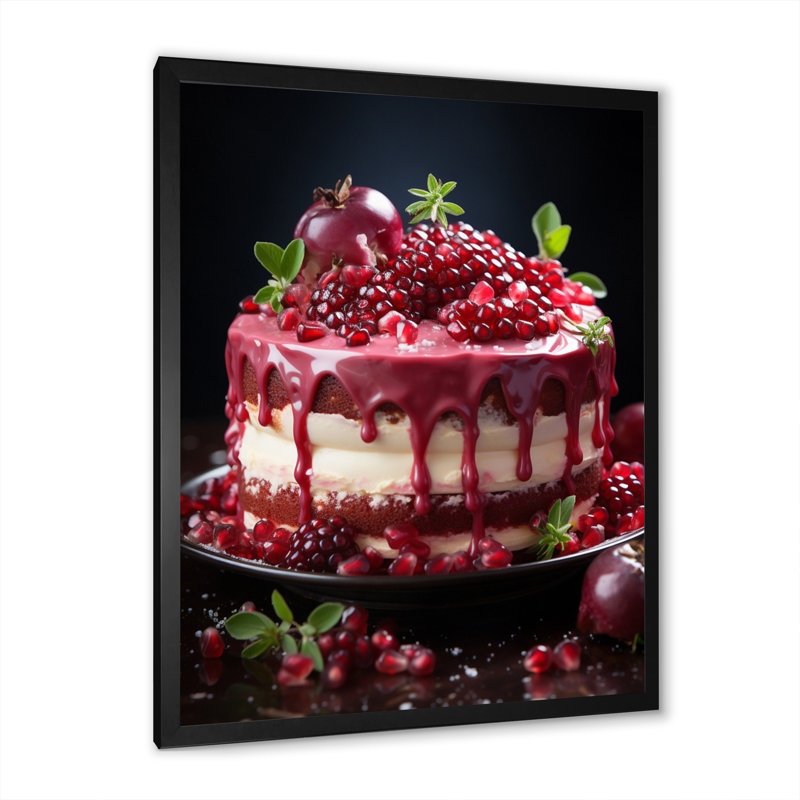 Gâteau à la grenade sauvage Mmmmmmm, H 40 po x l 30 po x P 1,5 po, Cadre simple noir
