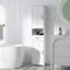 Armoire de rangement mince, armoire de salle de bain haute, tour à linge avec tablette ouverte, tiroir, portes encastrées et tablettes réglables, blanc