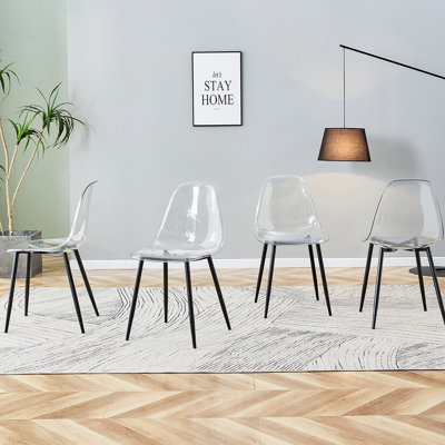 Chaise de salle à manger moderne et minimaliste transparente, chaise en plastique, chaise en cristal sans accoudoirs
