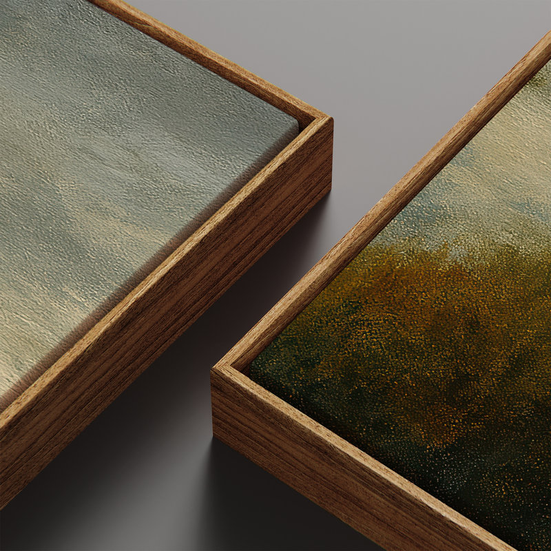 «Green Marsh Landscape with Reflections», ensemble de 2 reproductions d'art murales encadrées sur toile 60 po x 20 po x 2 pièces, 60 po x 30 po x 2 pièces