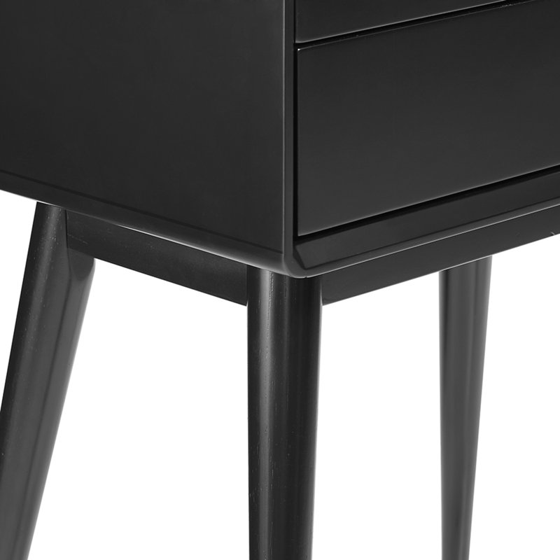 Stephanie Elle Decor Mid-Century Modern Nightstand with 2- Drawers for Storage, Black