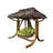 84'x68' Solid Wood Spruce Independent Swing Chair Set with PE Grass Roof and Drawstring Hanging Basket and Cushion, 880lb Capacity