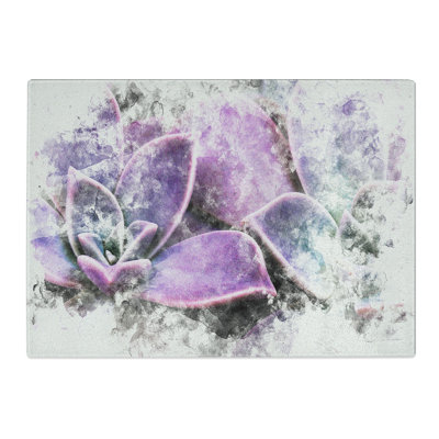 Tempered Glass Lilac & Green Succulent Plant Chopping Board
