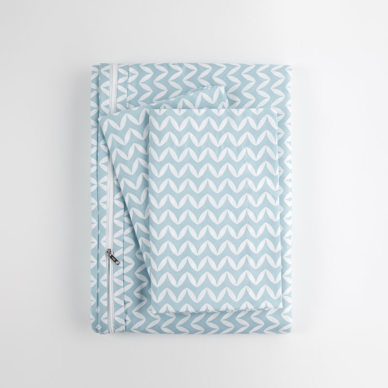 Ensemble de housse de couette bouffante à motif de chevrons Simply Soft🅫, Gris clair