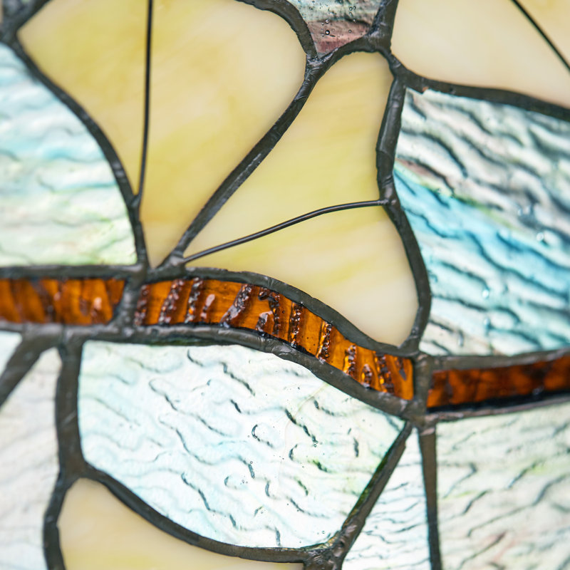 Panneau de vitrail en verre coloré 17,5 po H Ginkgo