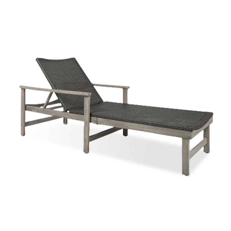 Chaise longue en bois et osier Hampton