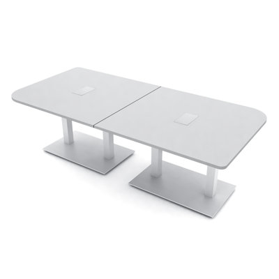Duo Shaped Conference Table with Double Metal Post Base | Electrical Unit