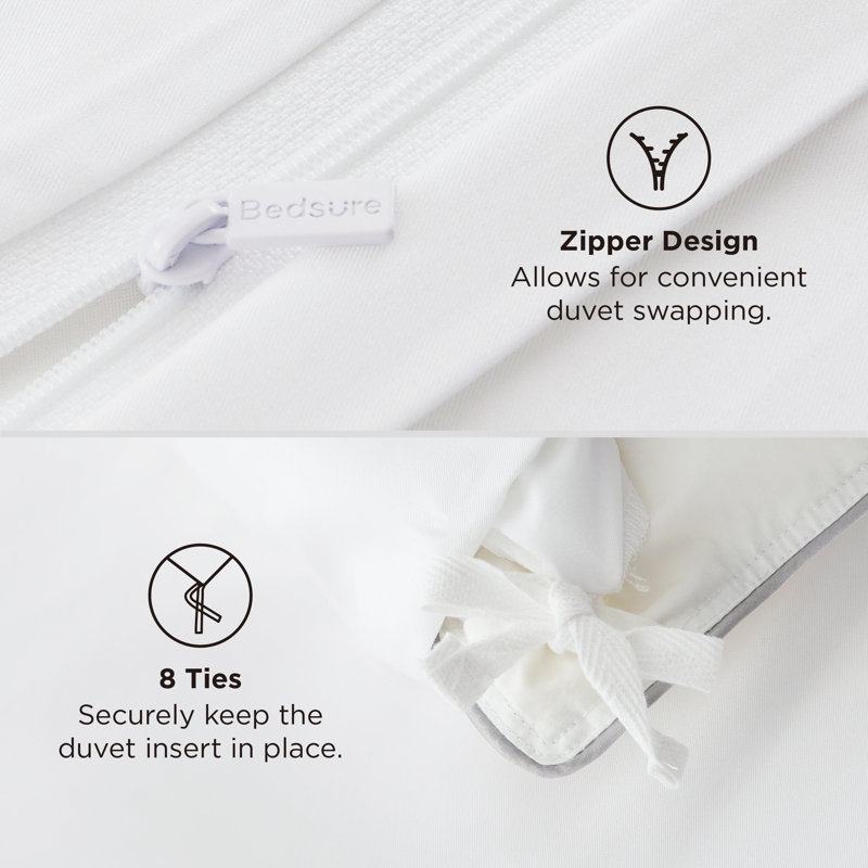 Bedsure Cooling of Rayon Derived from Bamboo, Queen Duvet Cover + 2 Shams, White