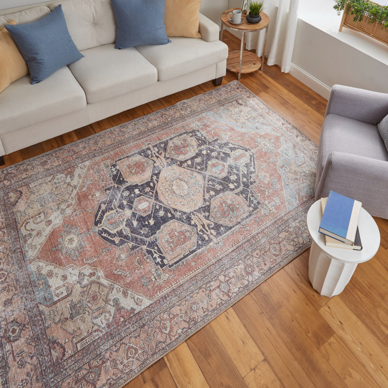 Tapis oriental orange / brun / taupe Landwehr, Rectangle 7 pi 10 po x 9 pi 10 po