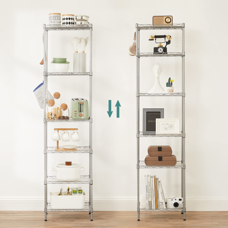 40cm W Metal Shelving Unit, Silver