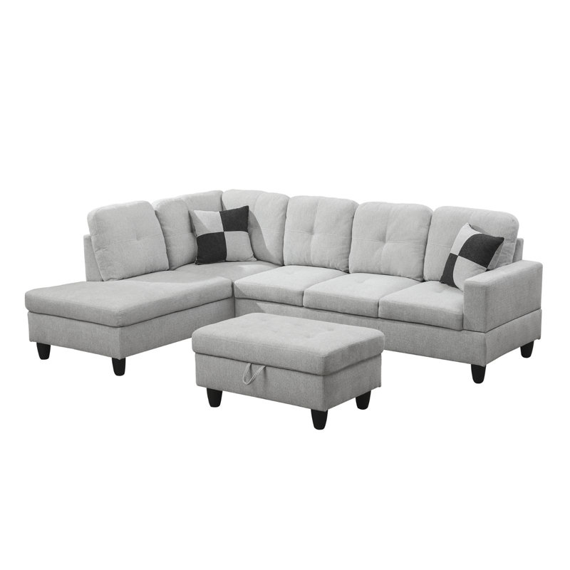 Palmer Square Upholstered Sectional, Left Hand Facing, Gray White