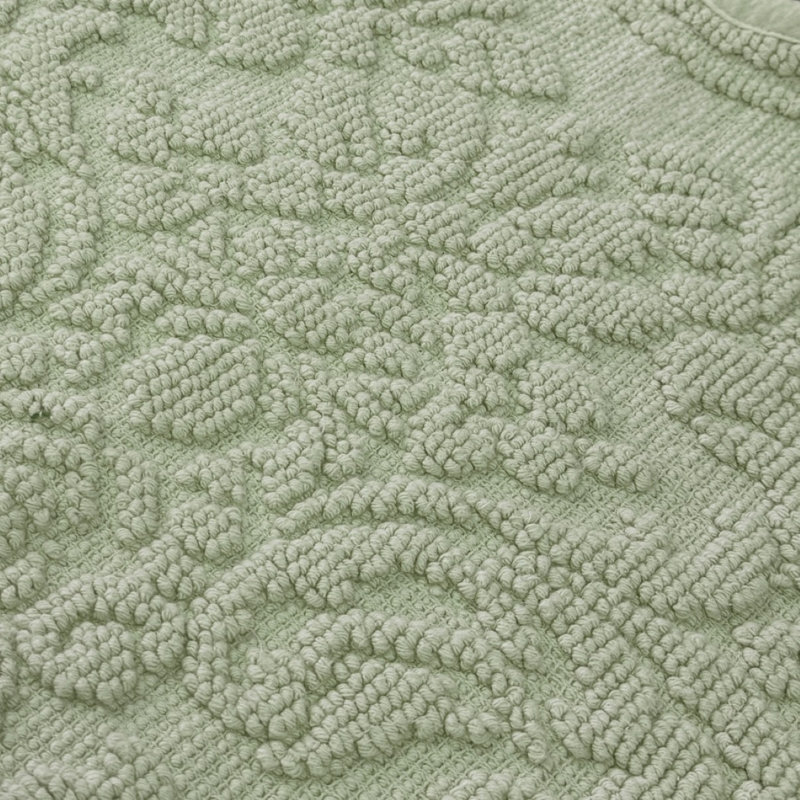 Gracie Floral Jacquard Scalloped Bath Mat, Sage Green