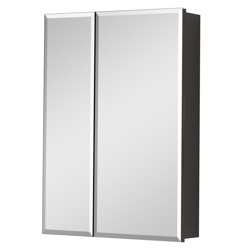 Belle l 26 po x H 30 po Armoire à pharmacie rectangulaire en H en aluminium avec miroir, montage mural / encastré, installation facile