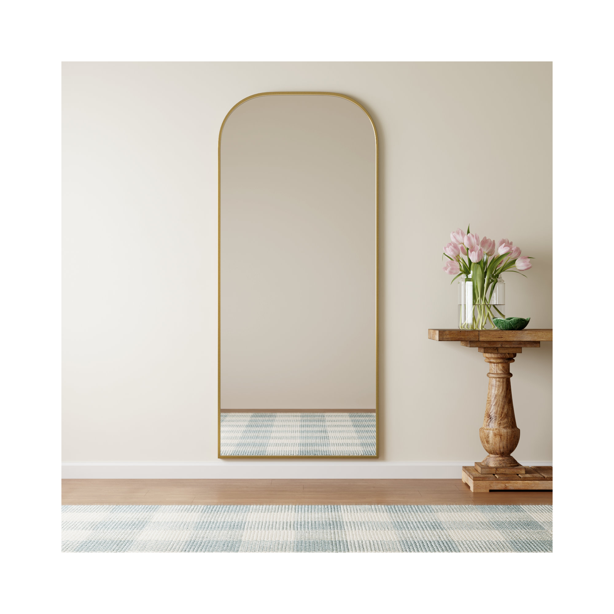 Sabine Metal Wide Arch Wall Mirror, Brass, 76" x 32"