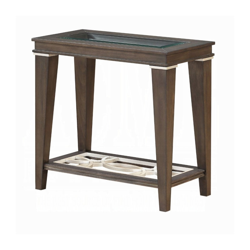 ACME Peregrine Accent Table, Walnut & Glass