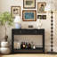 Console étroite en bois avec tiroirs et tablette de rangement, parfaite pour le vestibule, le couloir et le décor de salon en noir