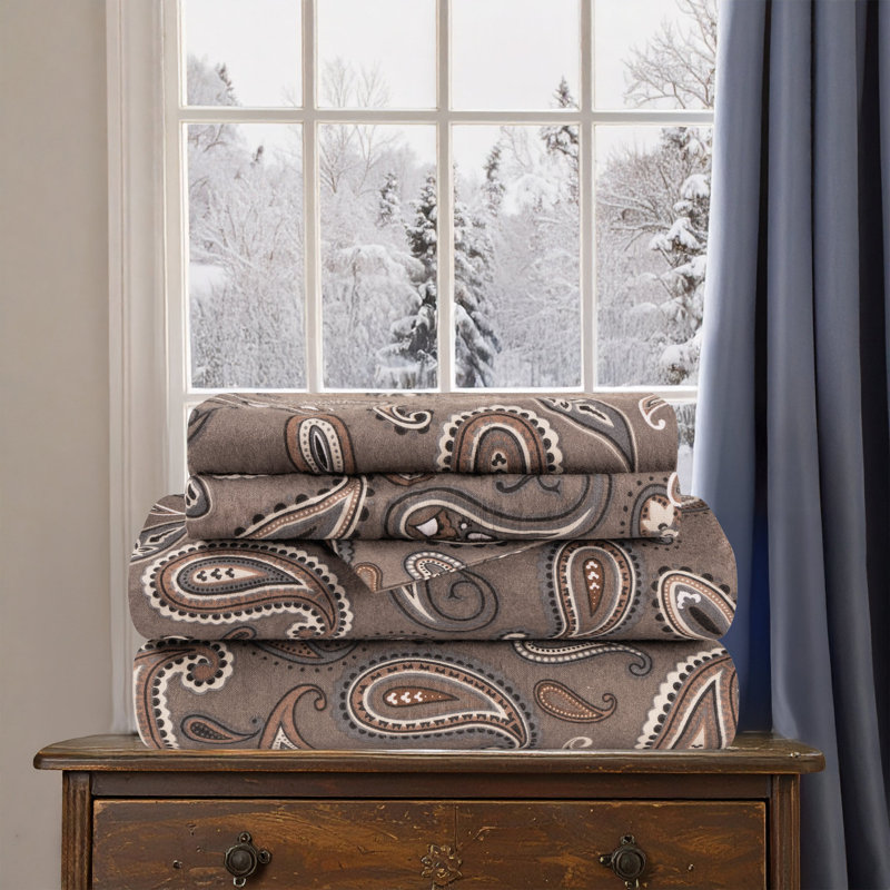 Ensemble de draps 100% flanelle de coton Blue Nile Mills, Gris