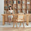 Bureau rectangulaire brun en bois massif-1137979744