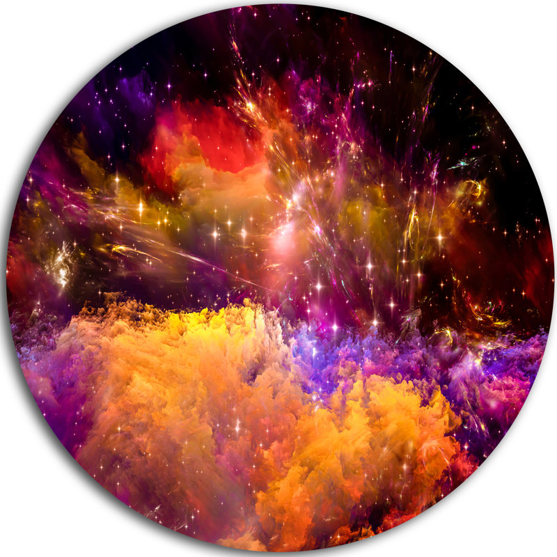 Universe Fractal Burst Abstract Metal Wall Art Disc