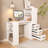 White Computer Desk With 4-in-1 Socket
