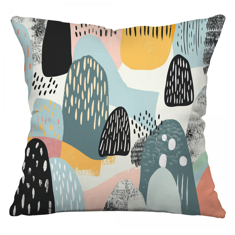 Coussin Playful Mountains, coussins en coton artistique, Carré 26 po