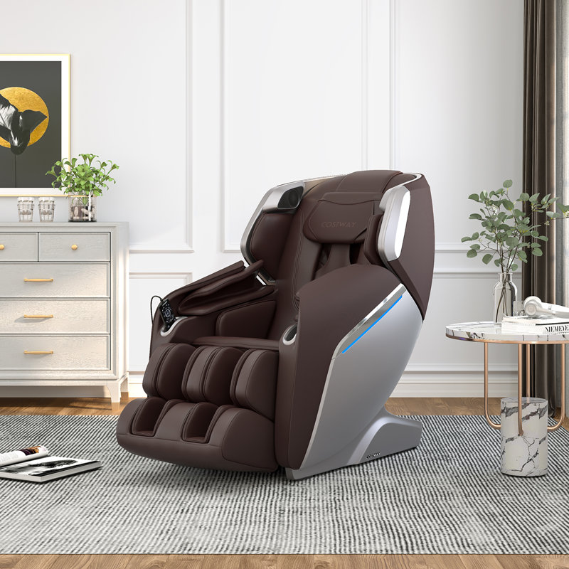 Fauteuil inclinable massant en simili-cuir, Brun